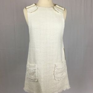 Zara SS 2018 White Tweed Dress with Buckles XS